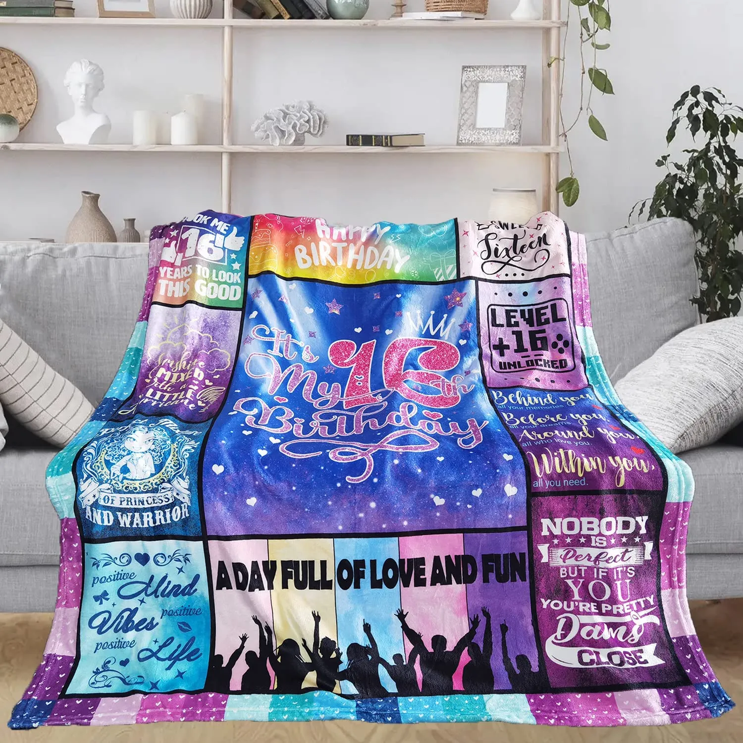 16th Birthday Gifts for Girls Blanket, Gifts for 16 Year Old Girls, 16 Year Old Girl Gift Ideas for Birthday, Sweet 16 Birthday Gifts Throw Blankets