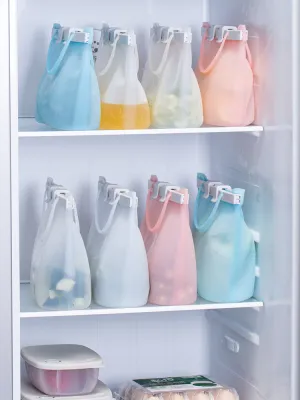 1pc Silicone Storage Bag | 500ml - 2000ml Leakproof & Sealed Ziplock Bag for Freezer and Refrigerator