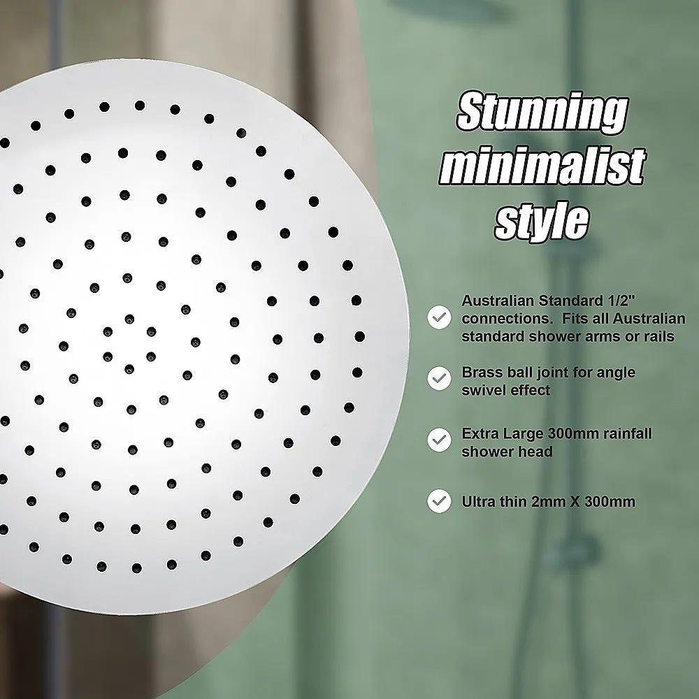 300mm Shower Head | Round 304SS Chrome Showerhead