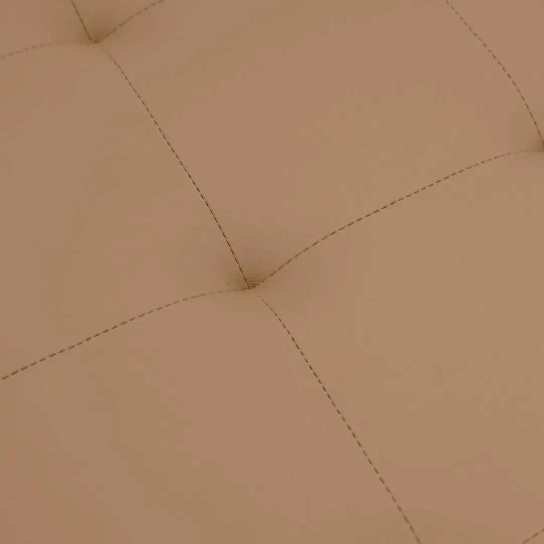 30" LeatherSoft Tufted Ottoman - Black Metal Frame, Beige - 250 lbs. Capacity