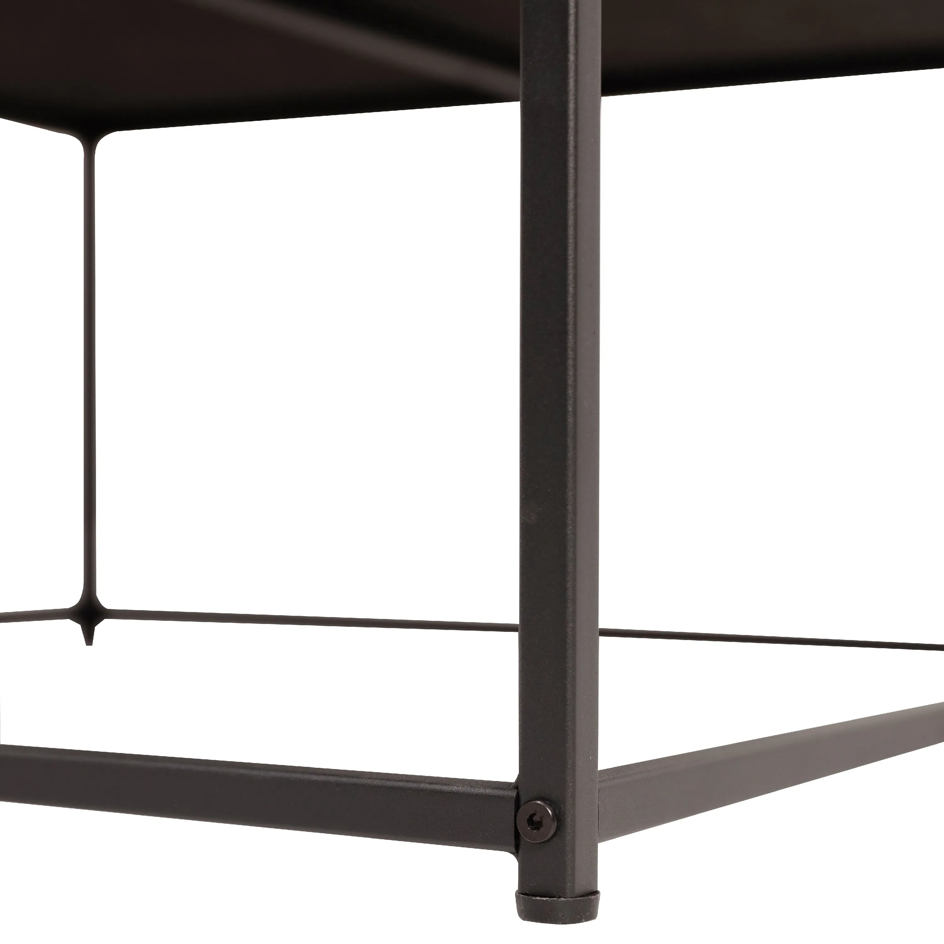 30" LeatherSoft Tufted Ottoman - Black Metal Frame, Beige - 250 lbs. Capacity