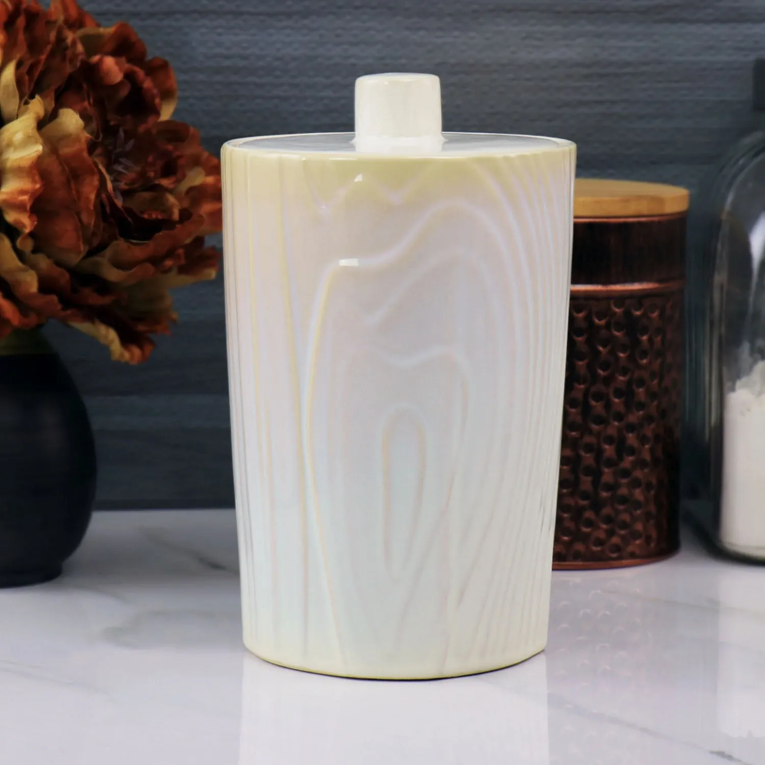 523-8858, MST Faux Bois 5"x 7.65" Canister W/Lid