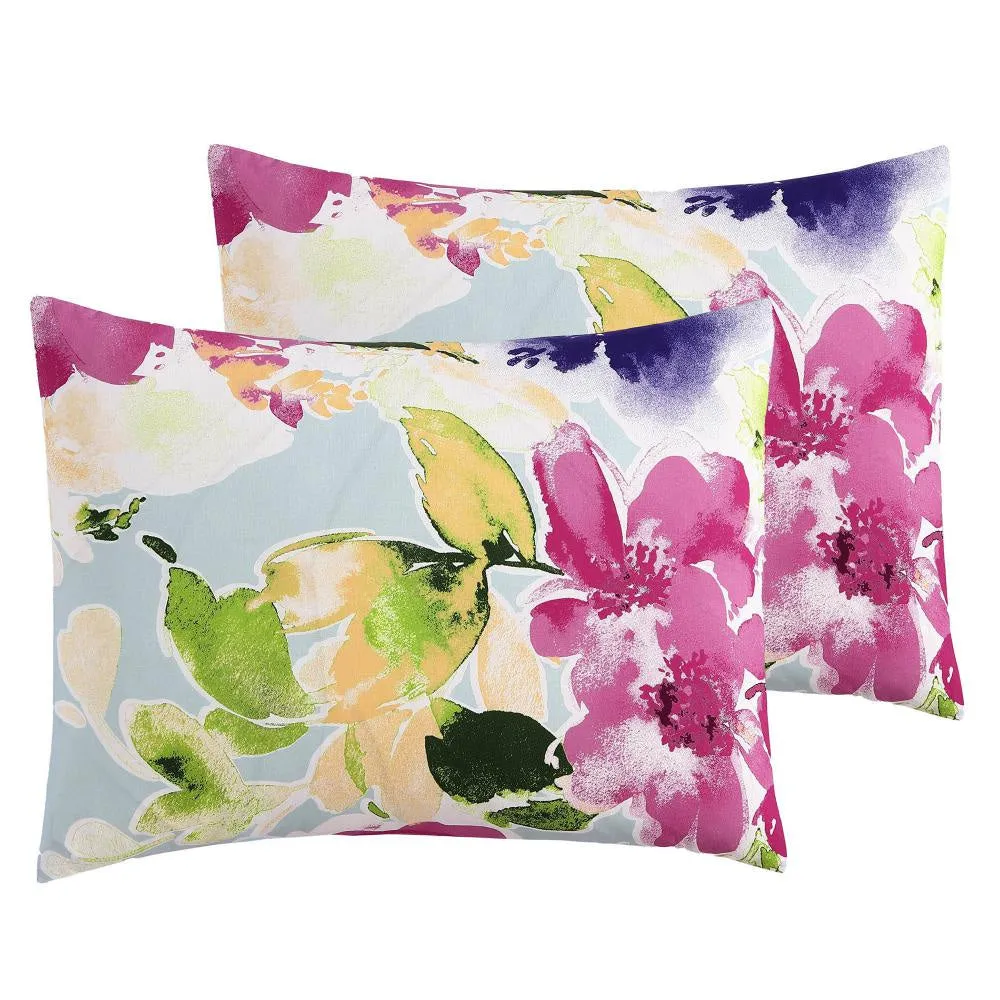 7 Piece Queen Comforter Set with Floral Print, Multicolor By Casagear Home