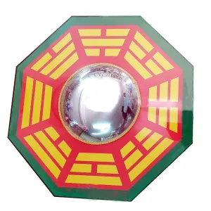 ACS MART Bagua Mirror for Vastu Correction, Concave Octagon Protection Mirror, 11.5 cm, Wooden