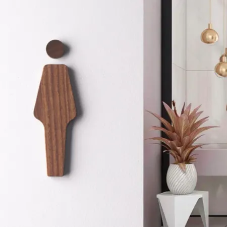 Ahnique Walnut Wood Toilet Signs (Pair/Set)