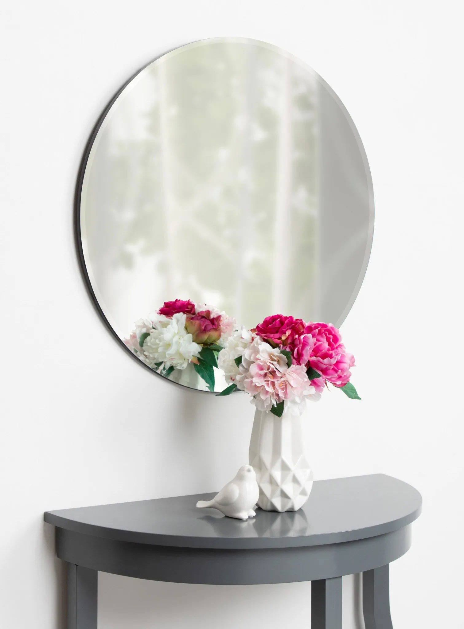 Azalea Round Frameless Mirror
