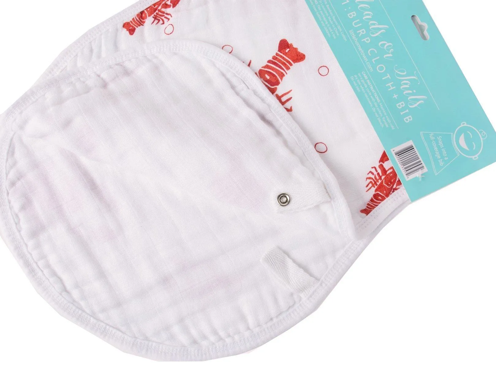 Baby Burp Cloth & Bib Combo Heads Tails Crawfish Lobster