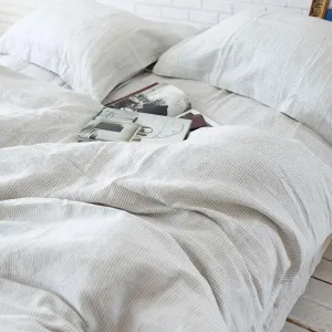 Bed Linen Pure French Linen Yarn Dyed Striped Quilt   2 Pillow Cases Tuscan Sun