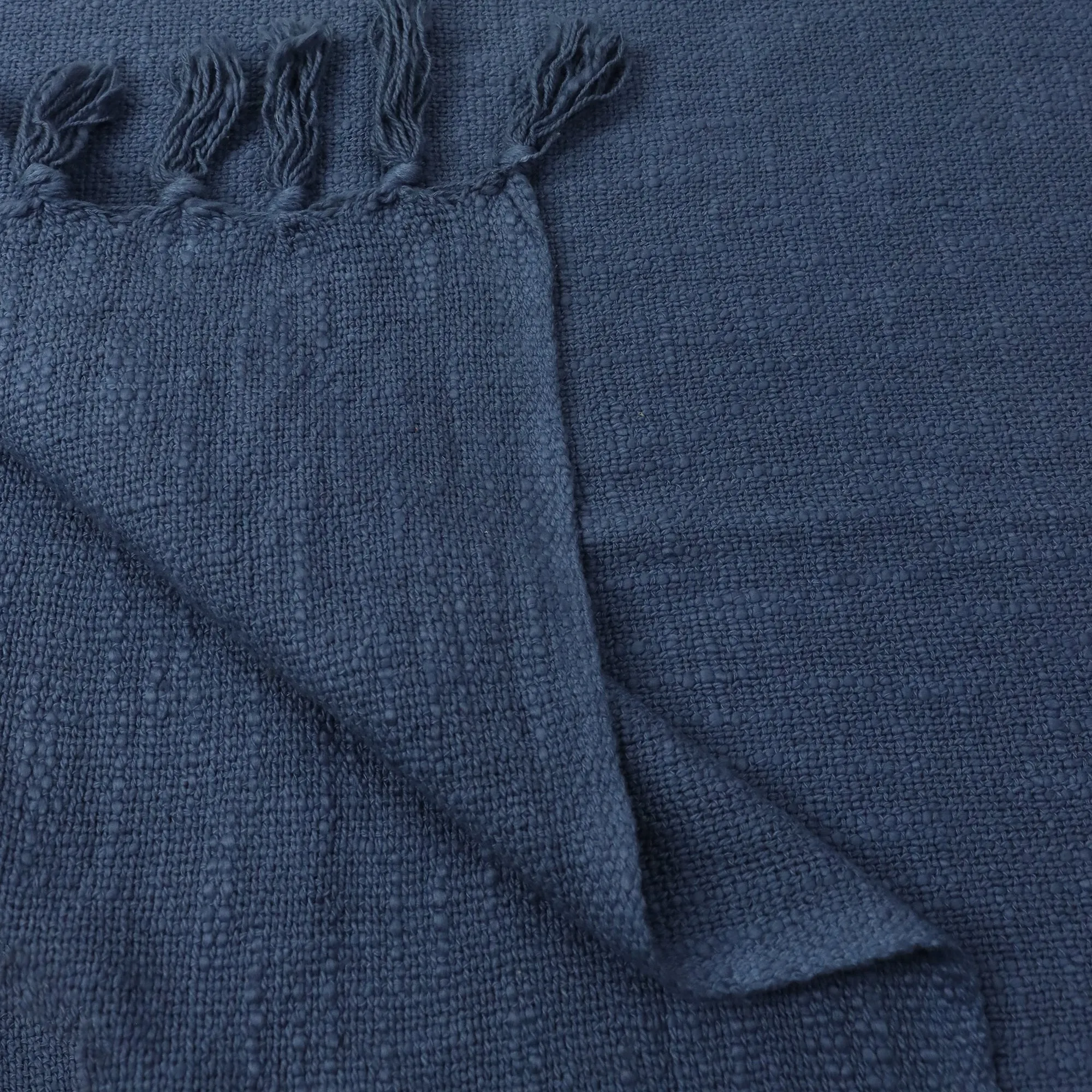 Blue Cotton Solid Blanket Throws For Living Room | Bed | Couch