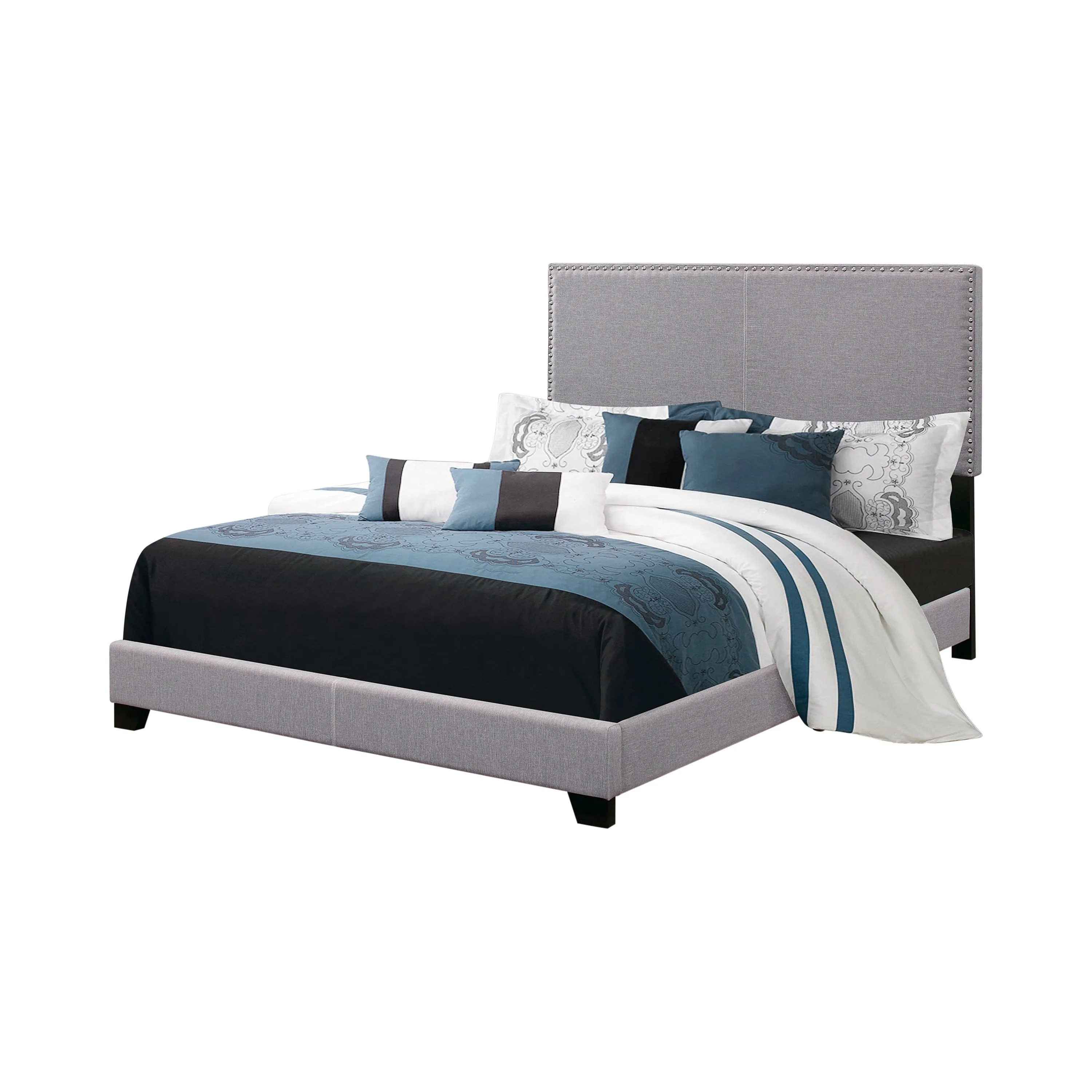 Boyd California King Upholstered Bed With Nailhead Trim Grey - 350071KW