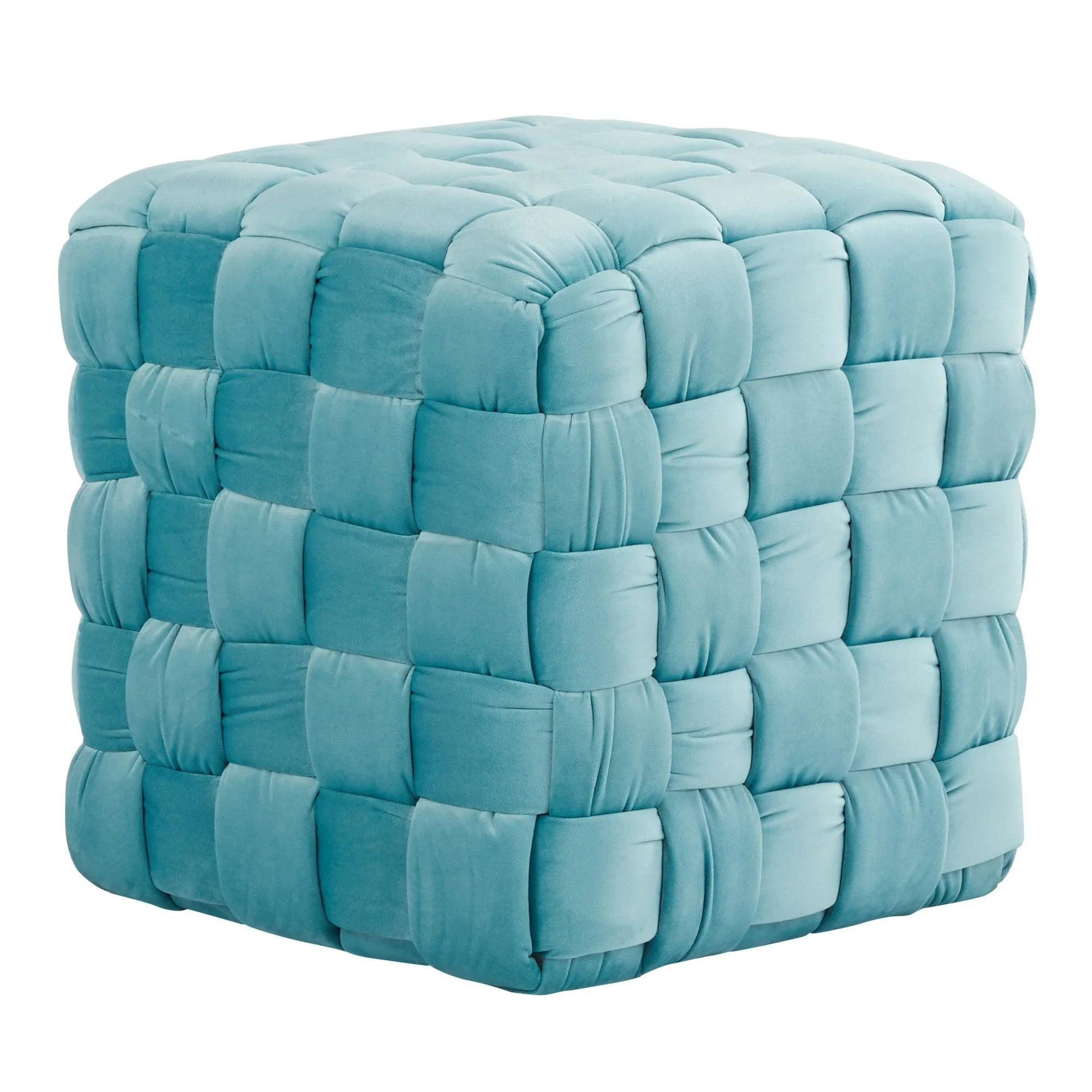 Braided Square 16" Ottoman Cream By LumiSource