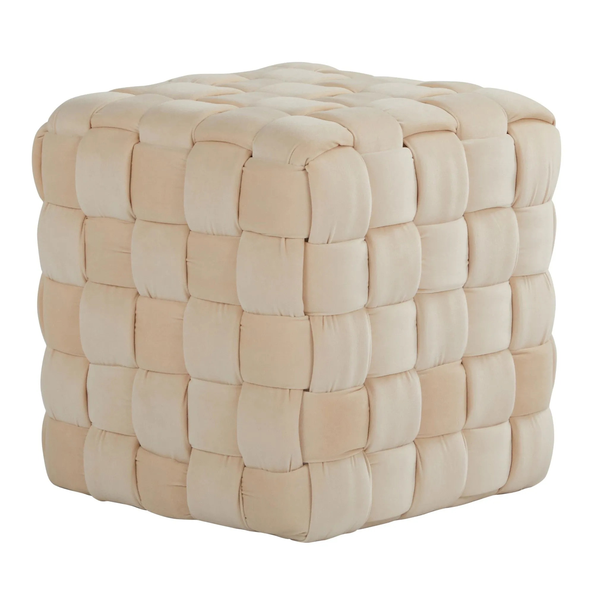 Braided Square 16" Ottoman Cream By LumiSource