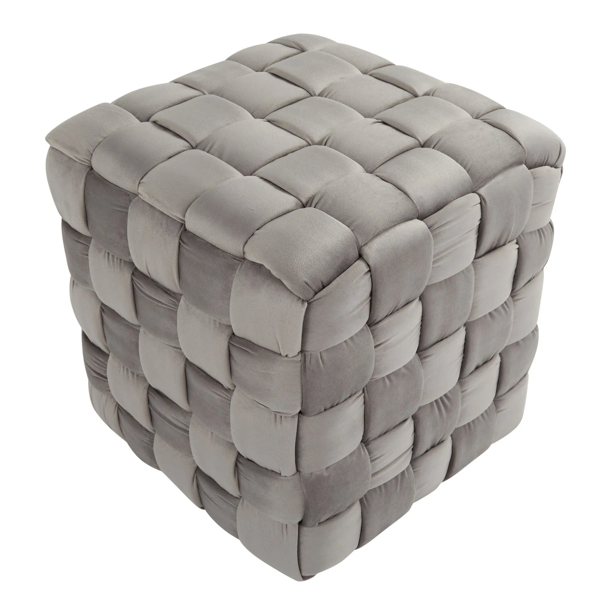 Braided Square 16" Ottoman Cream By LumiSource