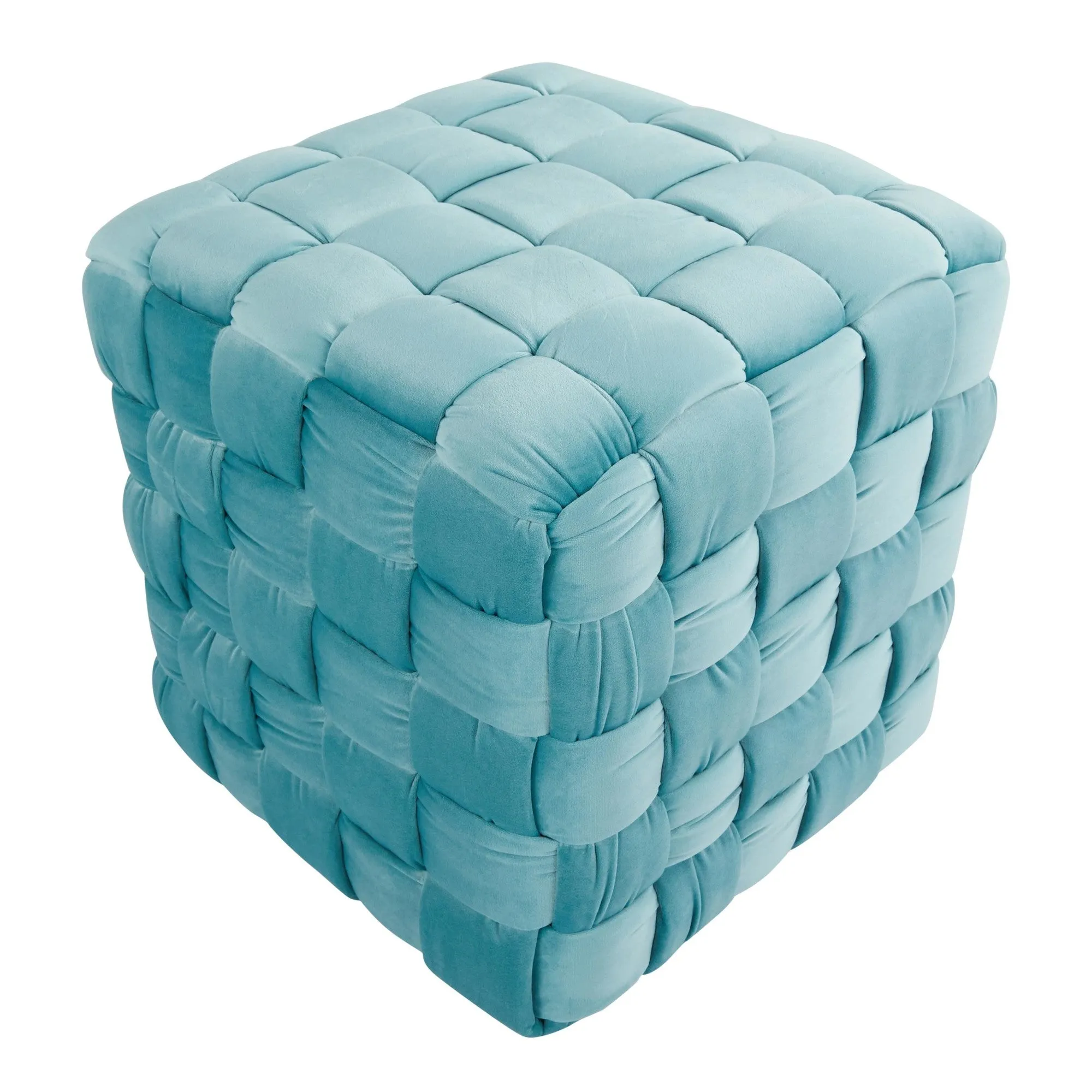Braided Square 16" Ottoman Cream By LumiSource