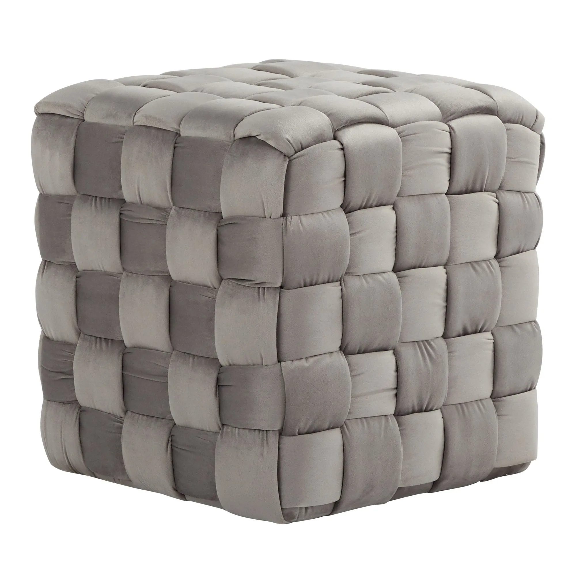 Braided Square 16" Ottoman Cream By LumiSource