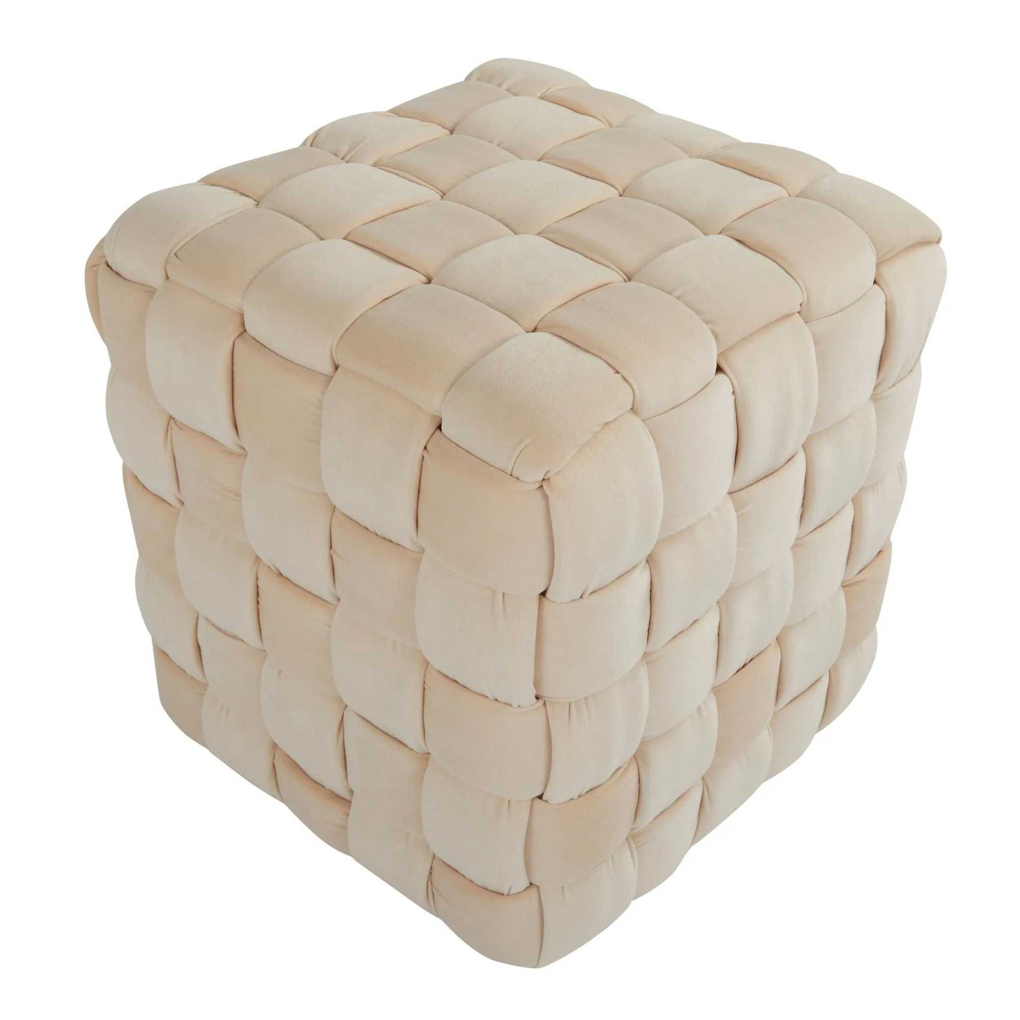 Braided Square 16" Ottoman Cream By LumiSource