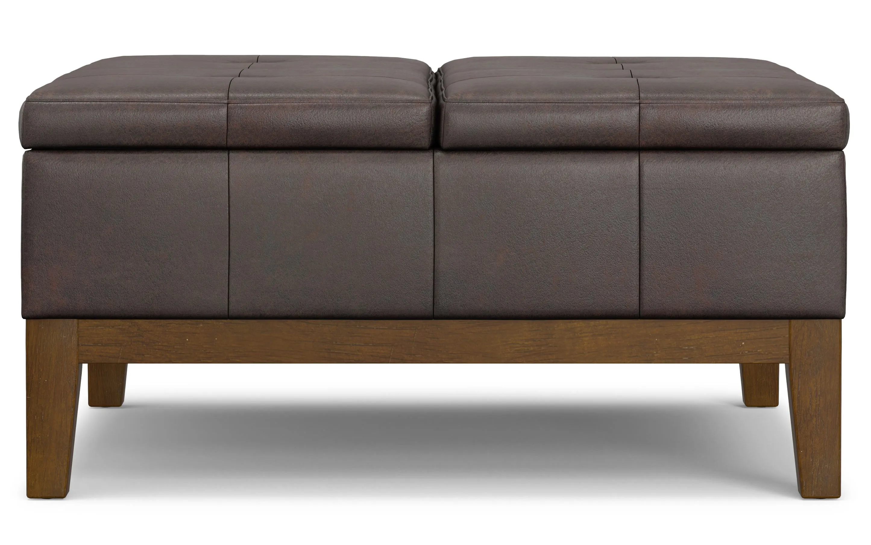 Dover Lift Top Coffee Table Storage Ottoman in Distressed Vegan Leather