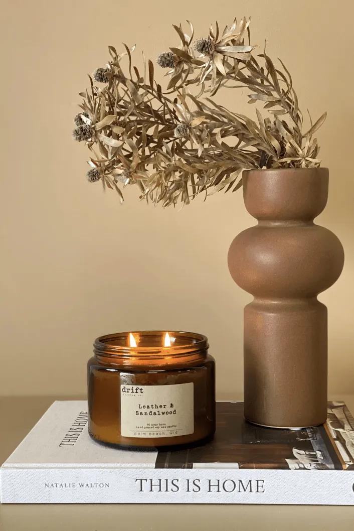 DRIFT AMBER GLASS CANDLE - X-LARGE DOUBLE WICK