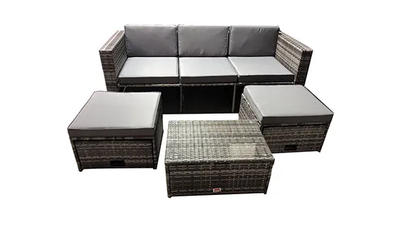 Duoyes Wicker Outdoor Sofa Sectional, 6-PC Outdoor Seating Modular in Steel Frame with Cushions