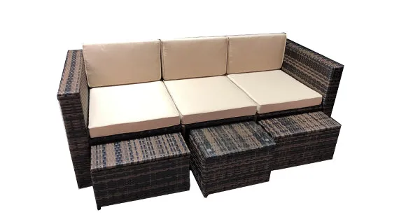 Duoyes Wicker Outdoor Sofa Sectional, 6-PC Outdoor Seating Modular in Steel Frame with Cushions