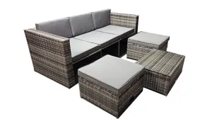 Duoyes Wicker Outdoor Sofa Sectional, 6-PC Outdoor Seating Modular in Steel Frame with Cushions