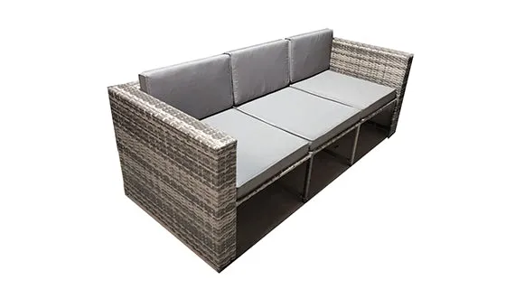 Duoyes Wicker Outdoor Sofa Sectional, 6-PC Outdoor Seating Modular in Steel Frame with Cushions