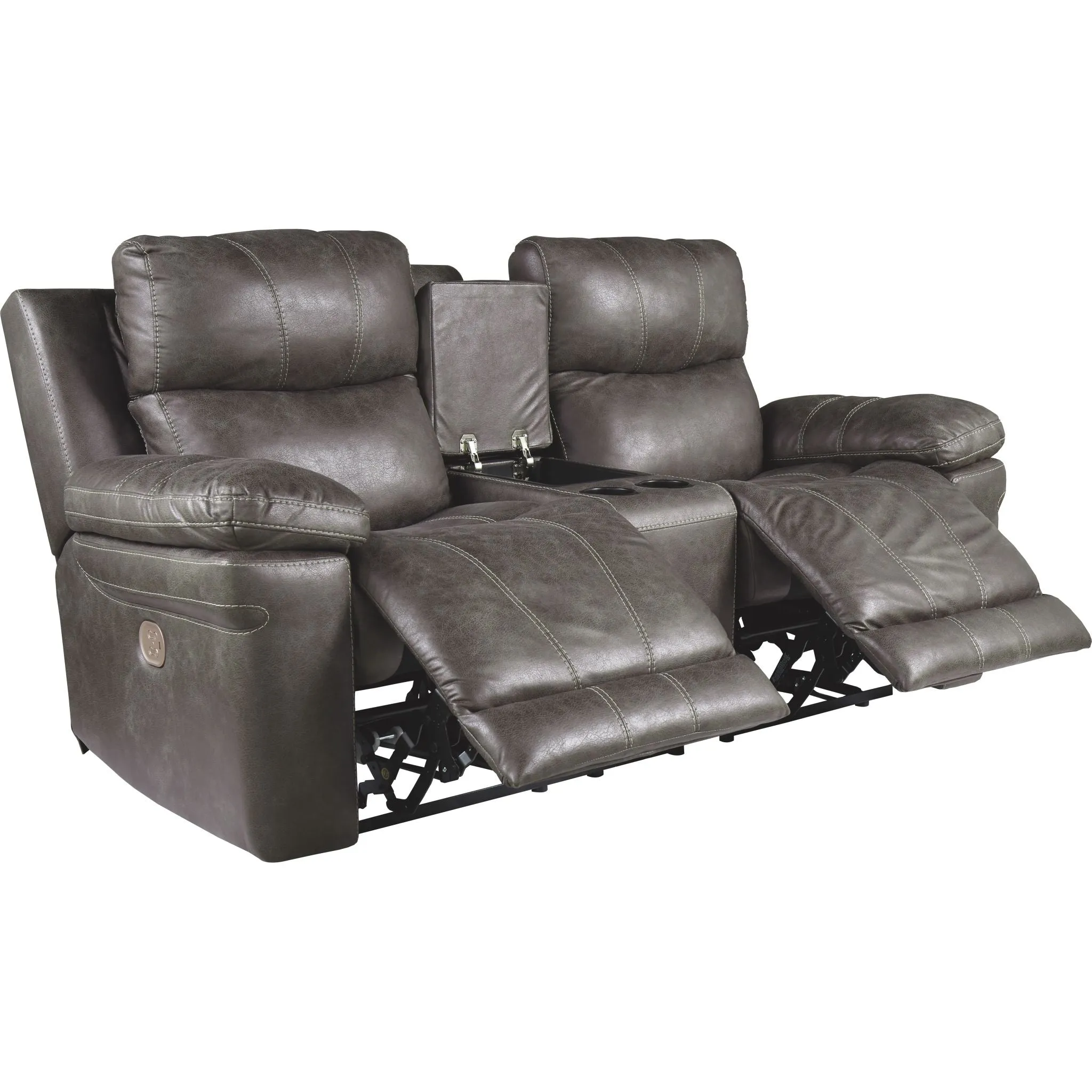 Erlangen Power Reclining Loveseat With Power Headrest - Midnight