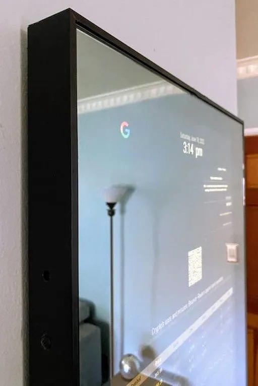 Framed DAKboard Smart Mirror - 32"HD Display in 19"X30"X2" Satin Black Aluminum Frame