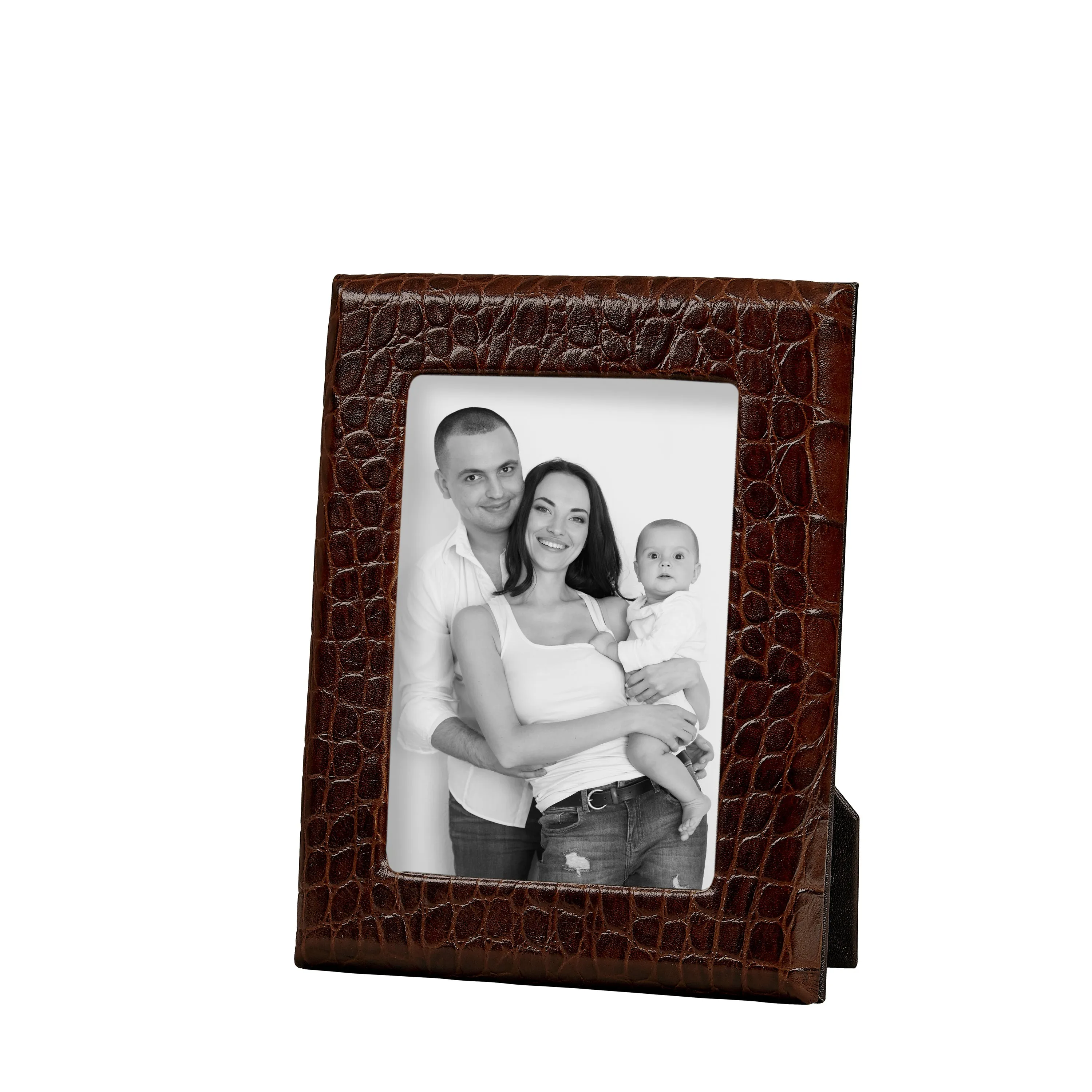 Graphic Image 5" x 7" Profile Studio Frame in Brown Embossed Croc Leather