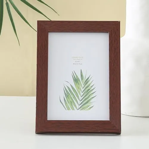 Heart Home Photo Frame For Home Décor|Use Horizontal & Vertical|Crystal Clear Glass|Perfect For Home, Office And Shop "10.4x14.2CM" (Brown)