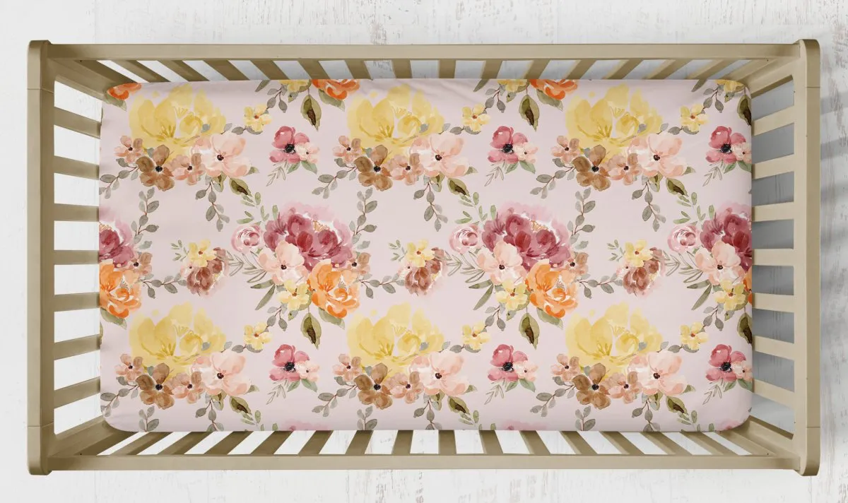 Highland Cow Wildflower Nursery Starter Crib Bedding Set
