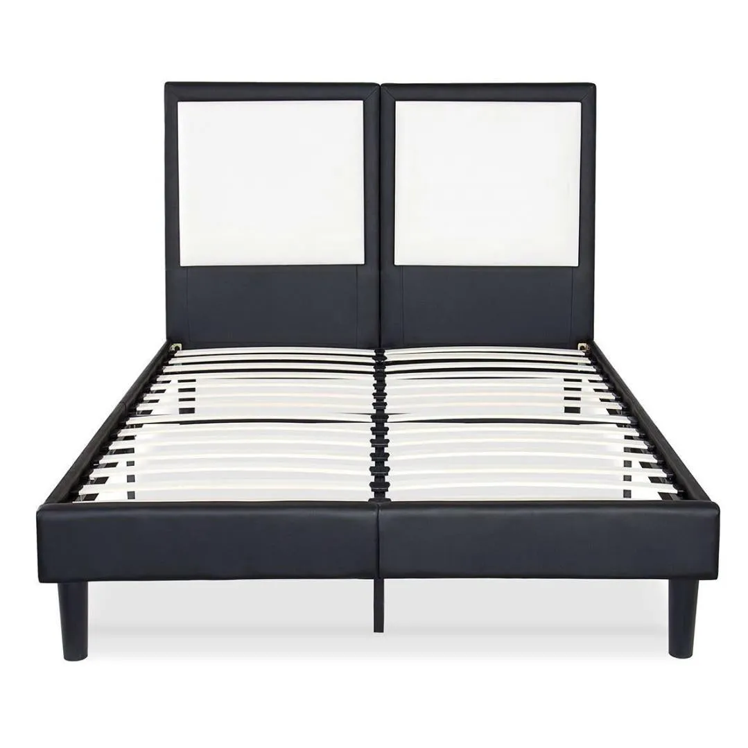 King size Contemporary Faux Leather Platform Bed with 50-in Tall Headboard