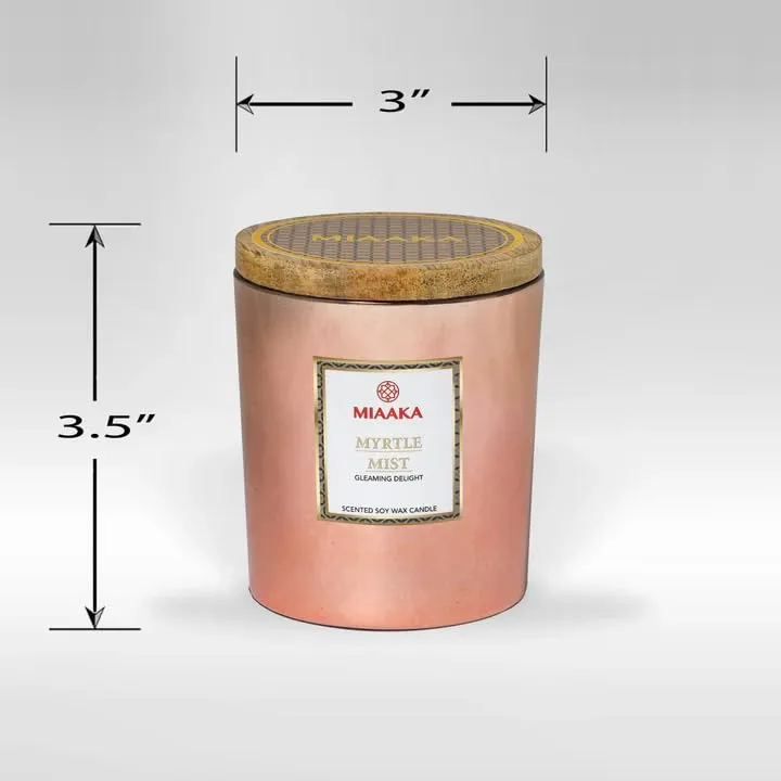 MIAAKA Gleaming Delight Glass Jar Hand Poured Scented Candle Myrtle Mist Fragrance