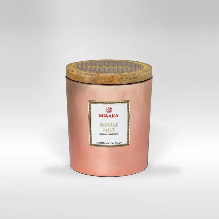MIAAKA Gleaming Delight Glass Jar Hand Poured Scented Candle Myrtle Mist Fragrance