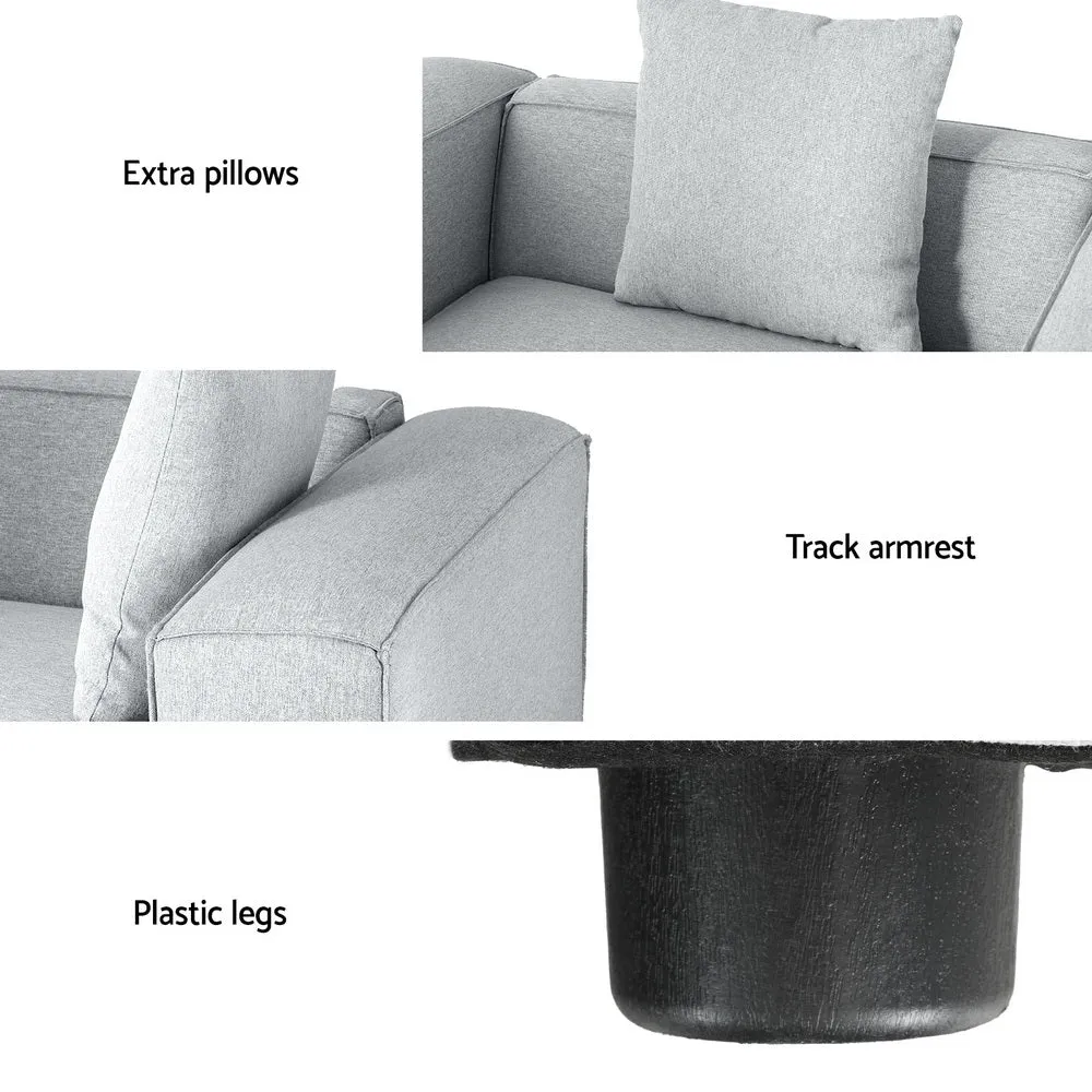Modular 6-Seater Linen Sofa with Ottoman, Artiss