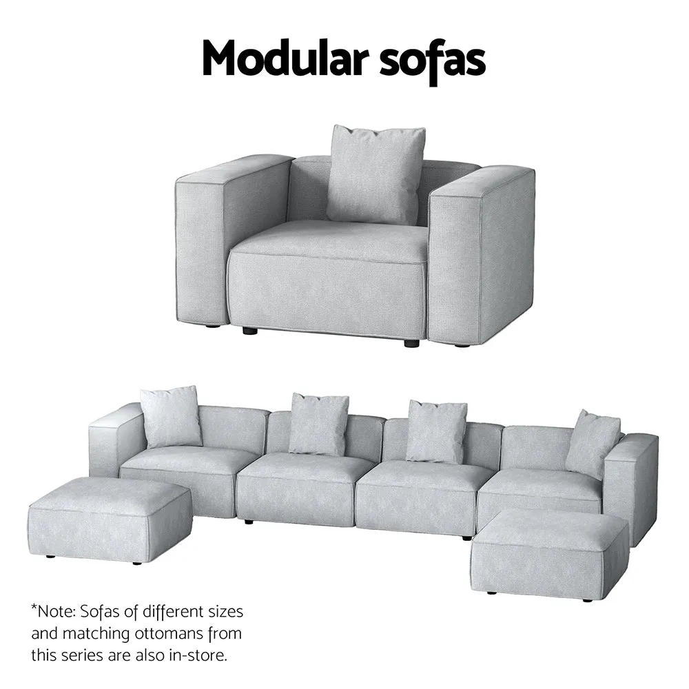 Modular 6-Seater Linen Sofa with Ottoman, Artiss