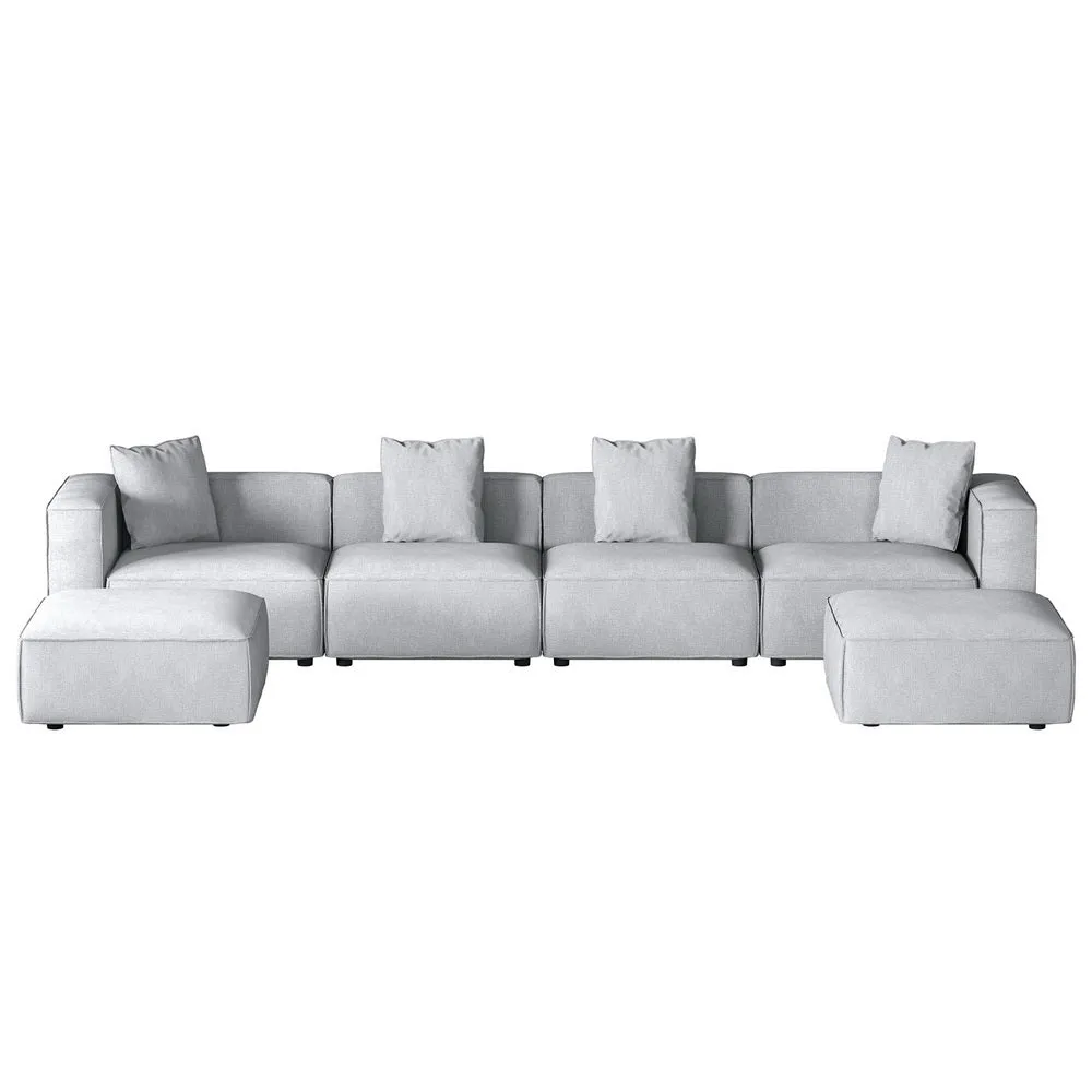 Modular 6-Seater Linen Sofa with Ottoman, Artiss