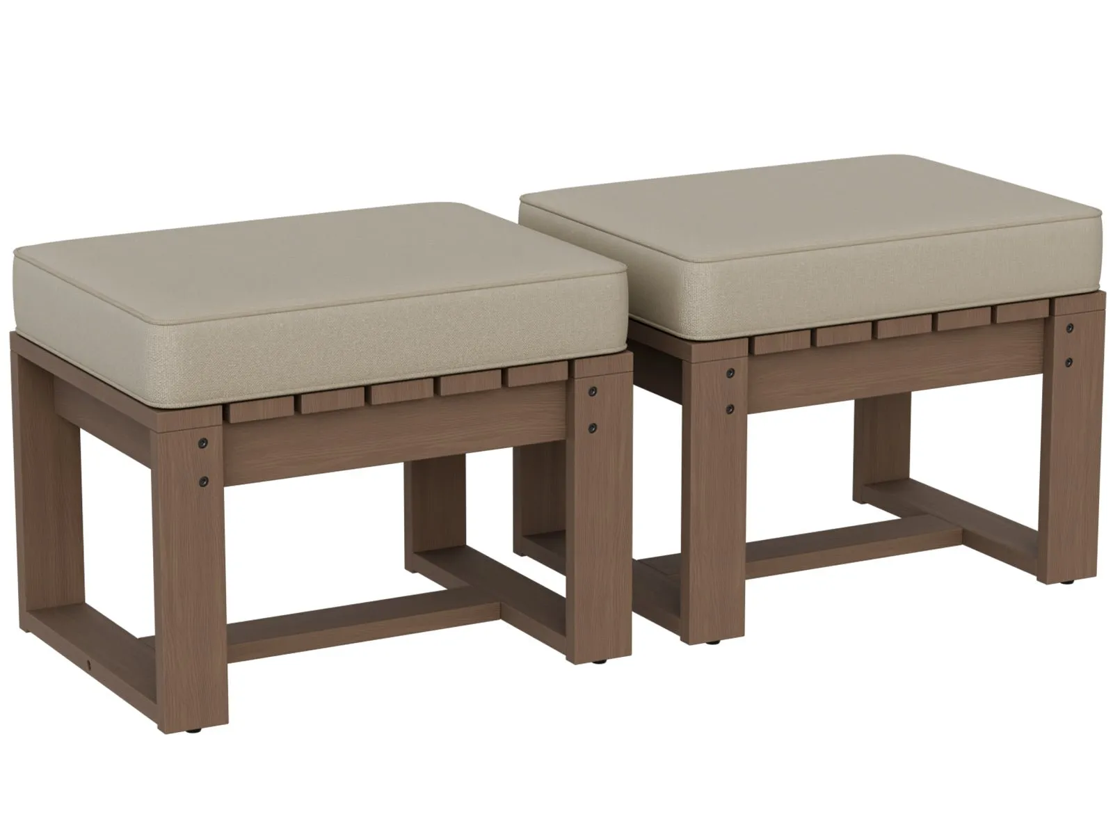 Natural Cedar Outdoor Patio Ottomans, Set of 2