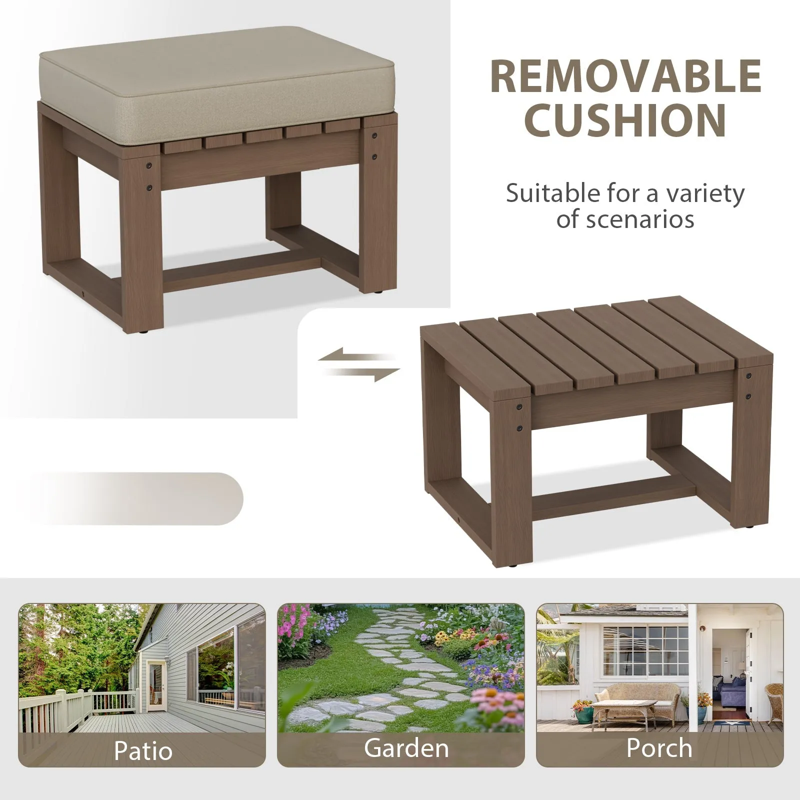 Natural Cedar Outdoor Patio Ottomans, Set of 2