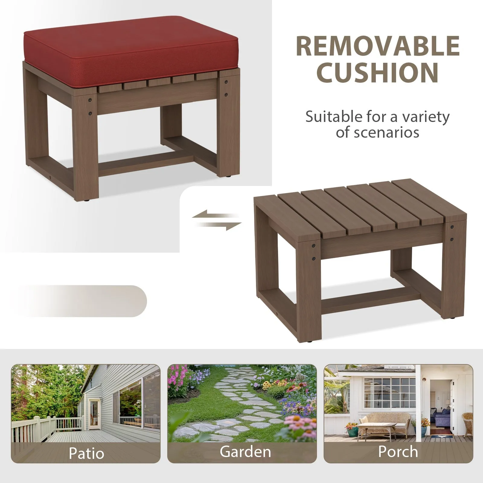 Natural Cedar Outdoor Patio Ottomans, Set of 2
