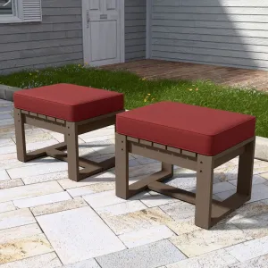 Natural Cedar Outdoor Patio Ottomans, Set of 2