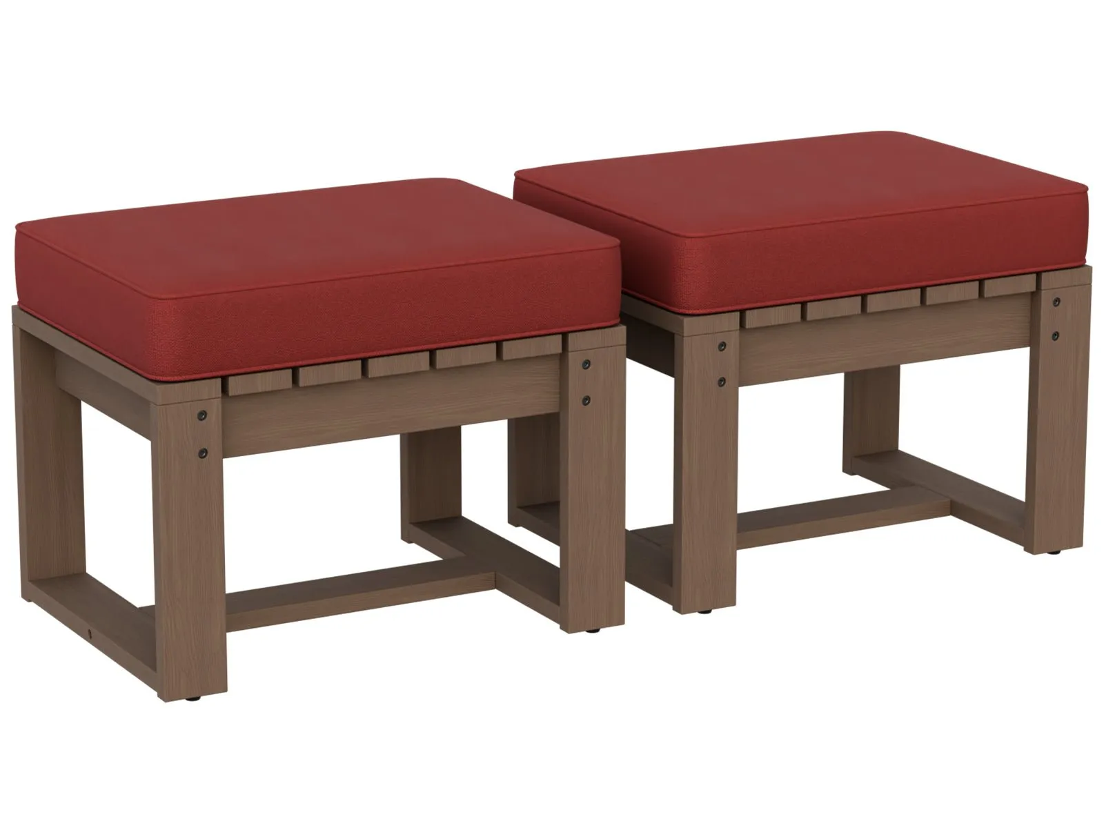 Natural Cedar Outdoor Patio Ottomans, Set of 2