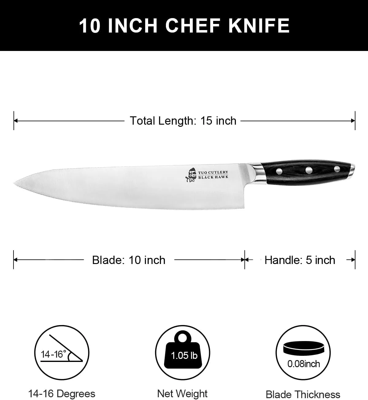 Premium 10-Inch Chef Knife - Best Japanese Kitchen Knives