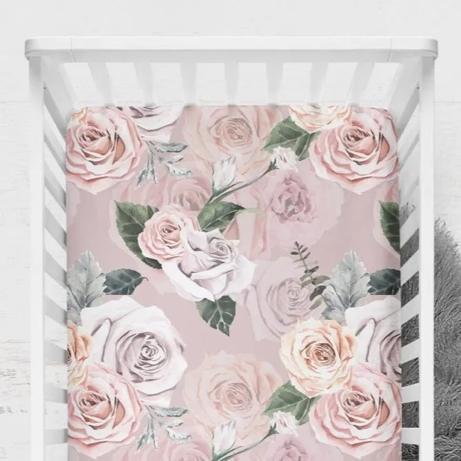 Romantic Rose Nursery Starter Crib Bedding Set