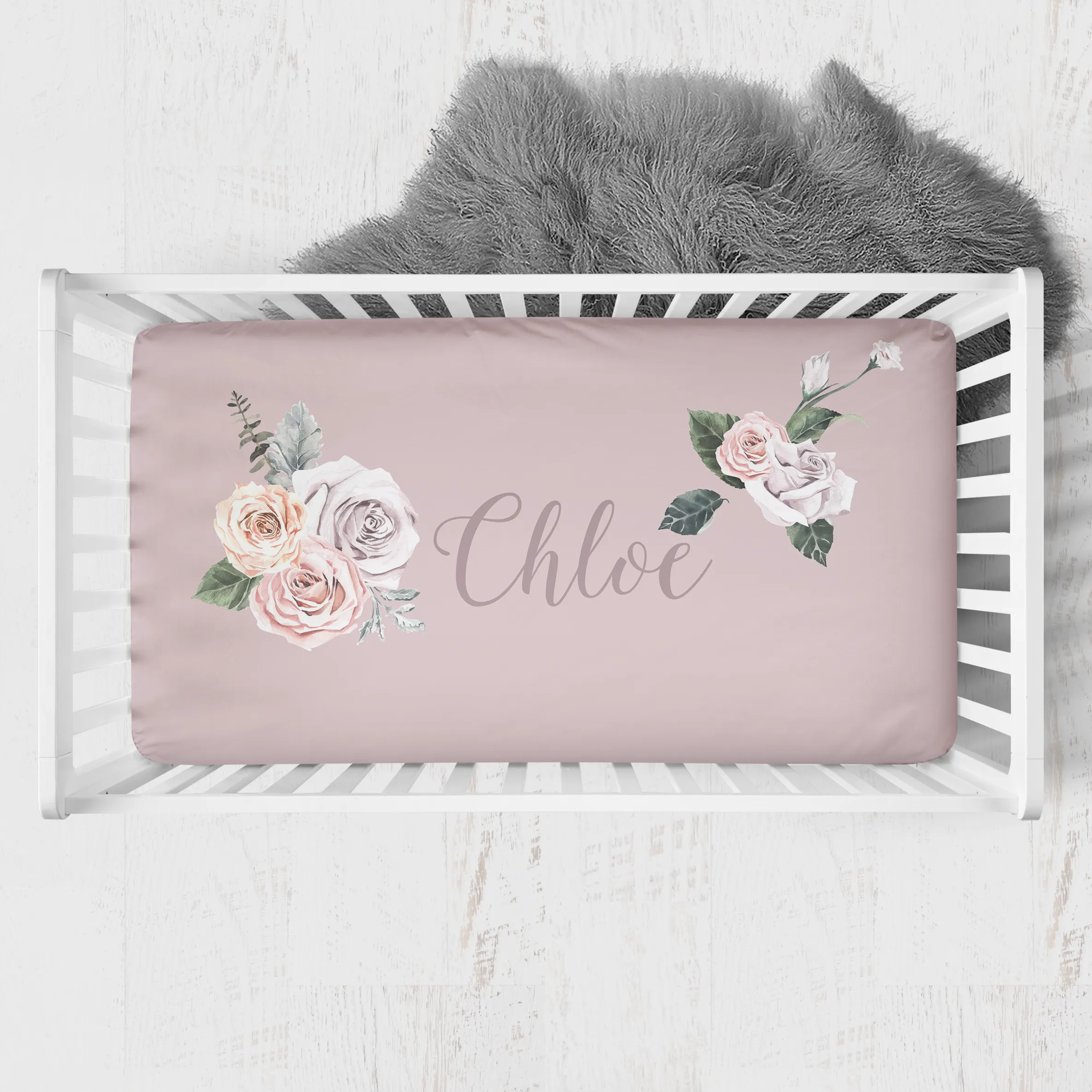 Romantic Rose Nursery Starter Crib Bedding Set
