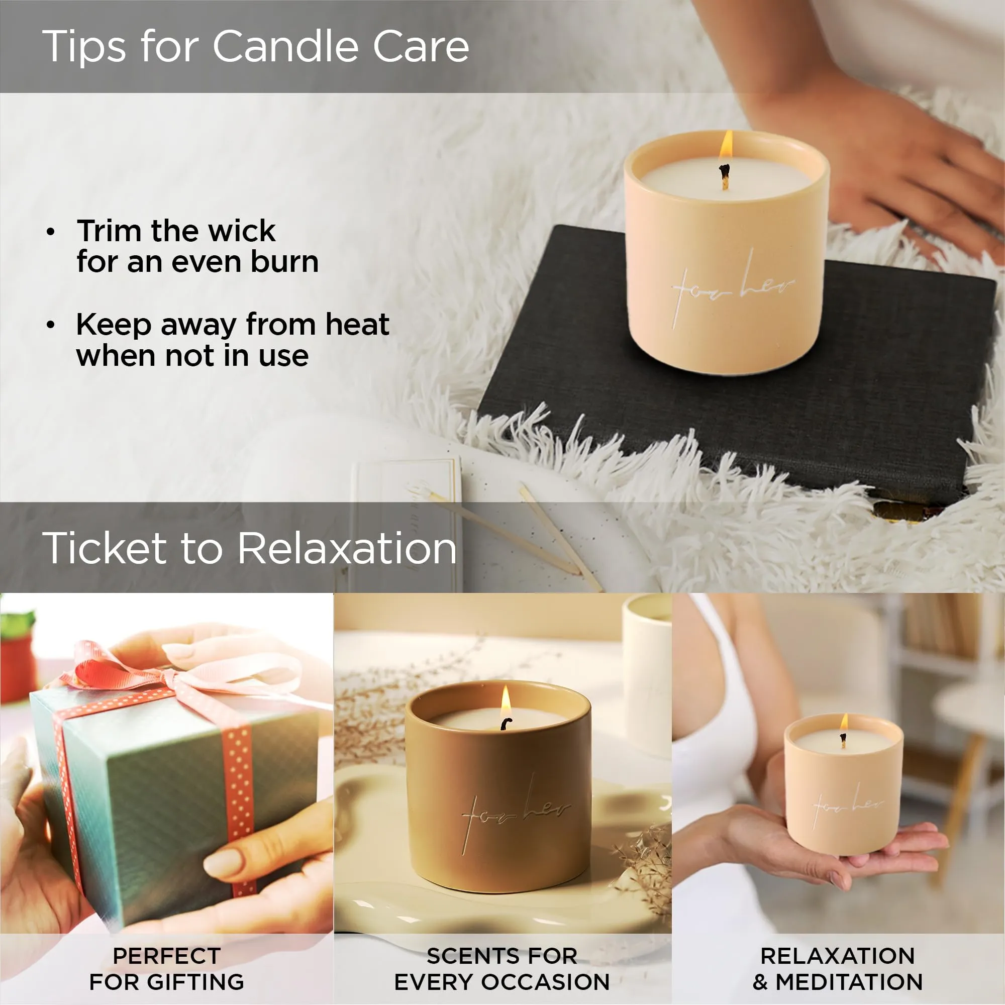UMAI Ceramic Jar Scented Candles|Premium Scented Candle with Long-Lasting Fragrance(50 Hrs),Soy & Essential Oil Blend|Fragrance Candles for Home Decor,Christmas & New Years Gift|Lime Basil Tangerine